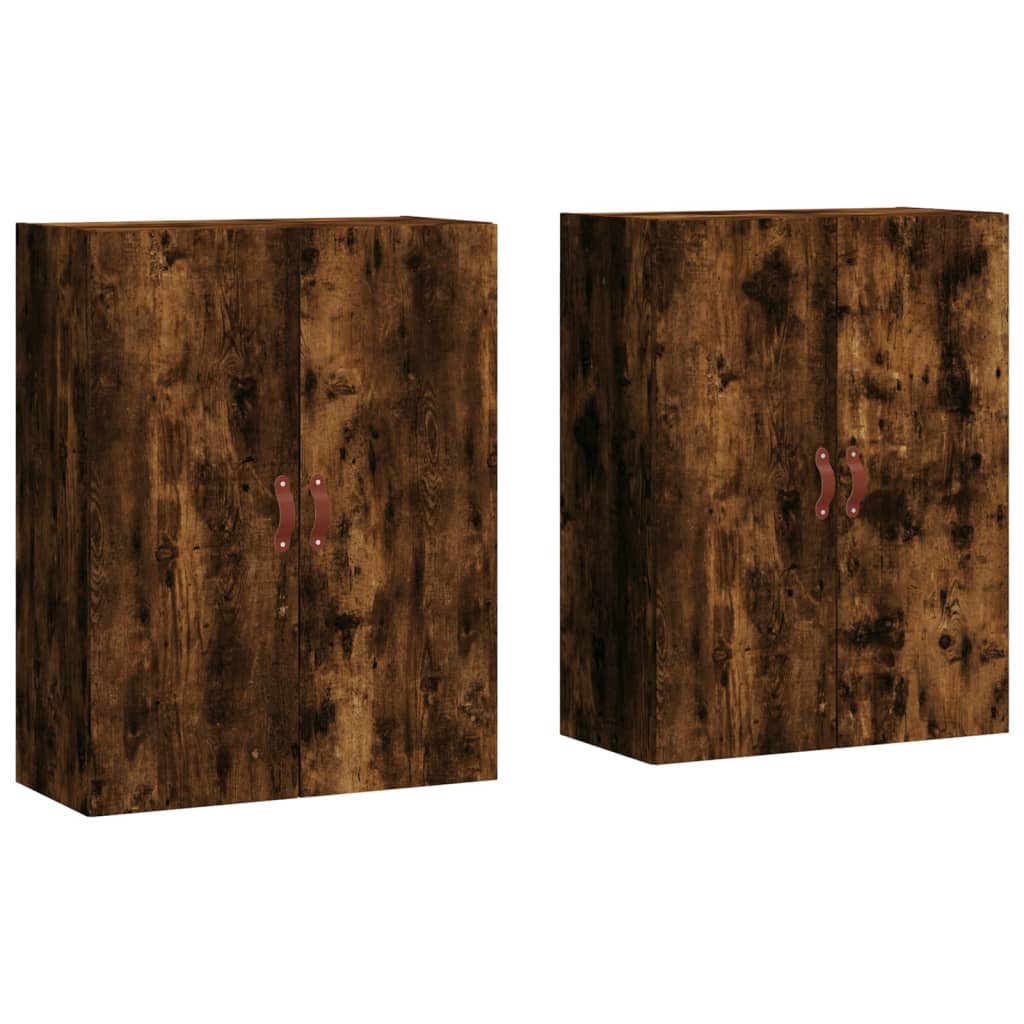 vidaXL Dulapuri montate pe perete, 2 buc, stejar afumat, 69,5x34x90 cm