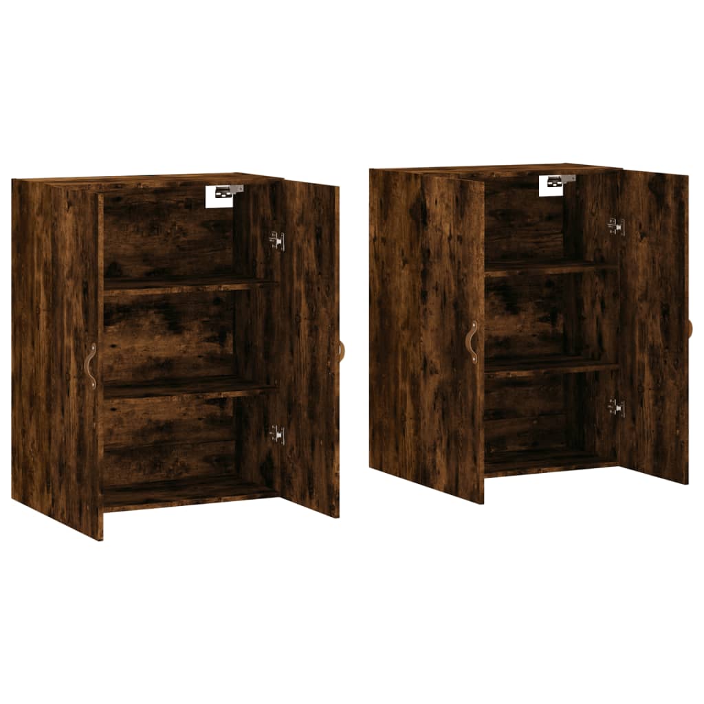 vidaXL Dulapuri montate pe perete, 2 buc, stejar afumat, 69,5x34x90 cm