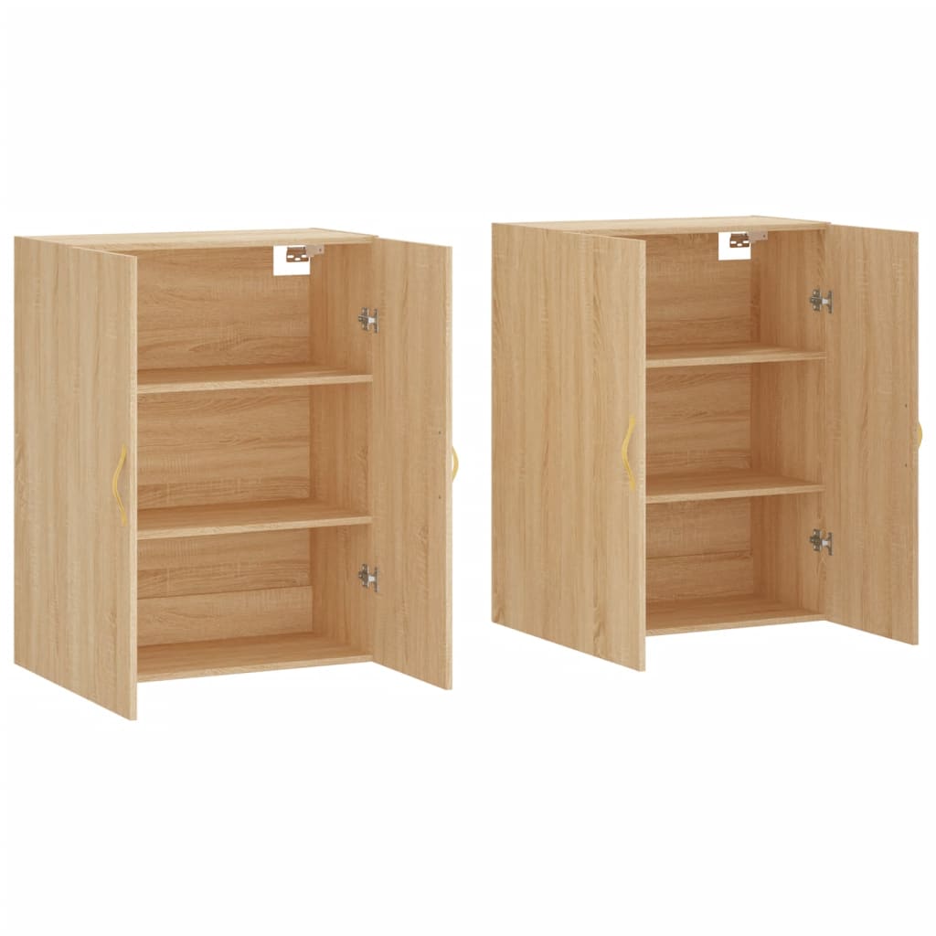 vidaXL Dulapuri montate pe perete, 2 buc, stejar sonoma, 69,5x34x90 cm