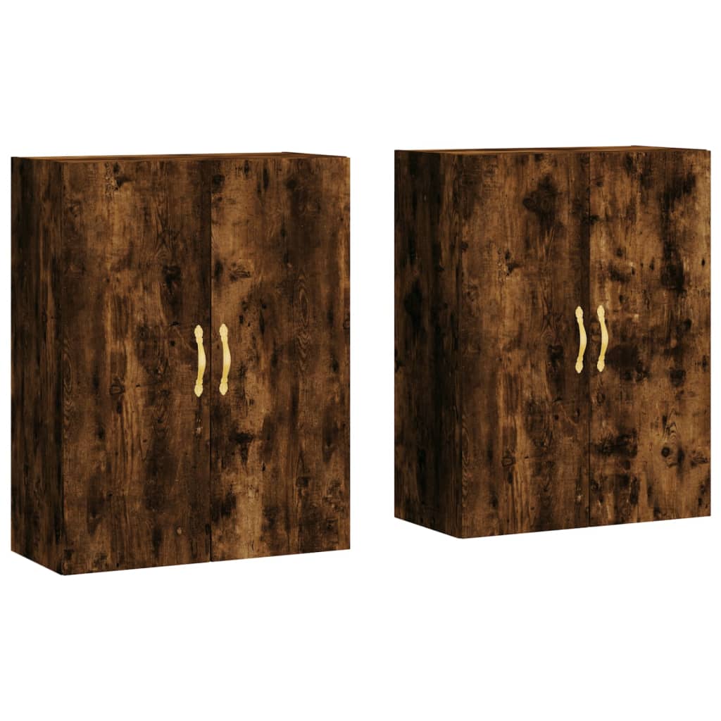 vidaXL Dulapuri montate pe perete, 2 buc, stejar afumat, 69,5x34x90 cm
