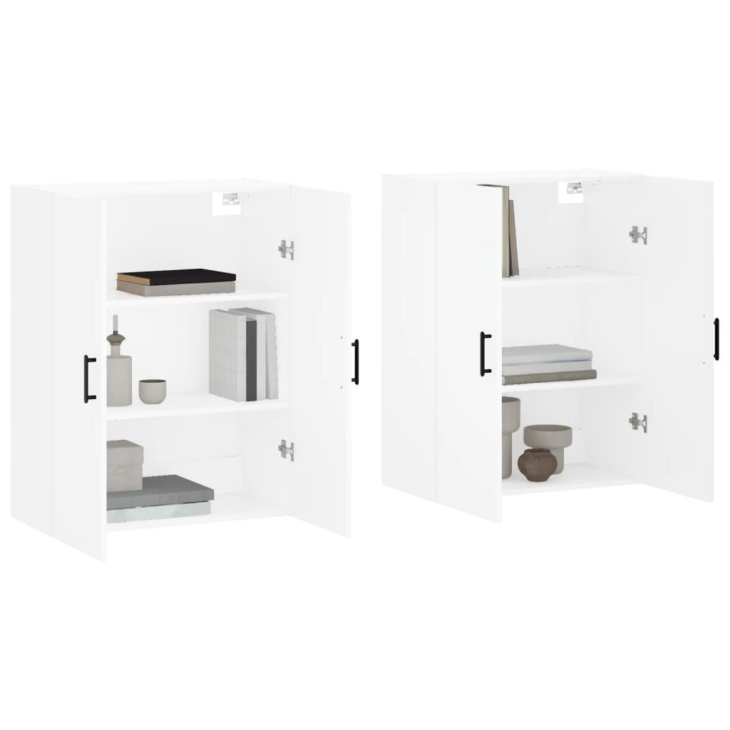 vidaXL Dulapuri cu montaj pe perete, 2 buc, alb, 69,5x34x90 cm