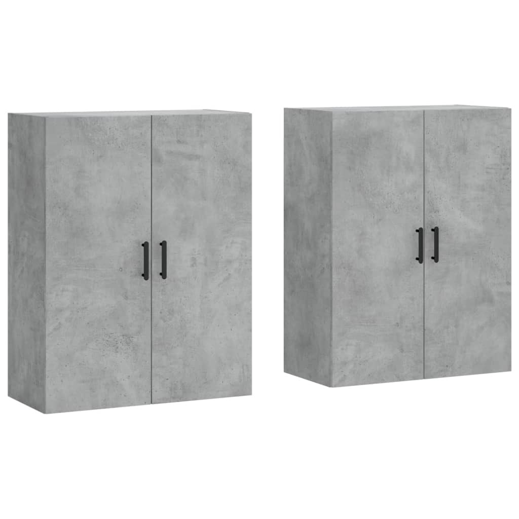 vidaXL Dulap cu montaj pe perete, 2 buc, gri beton, 69,5x34x90 cm