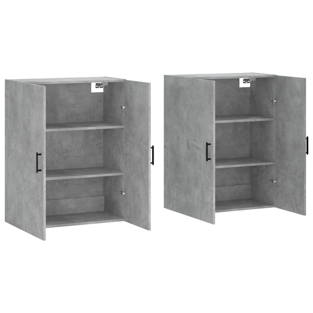 vidaXL Dulap cu montaj pe perete, 2 buc, gri beton, 69,5x34x90 cm