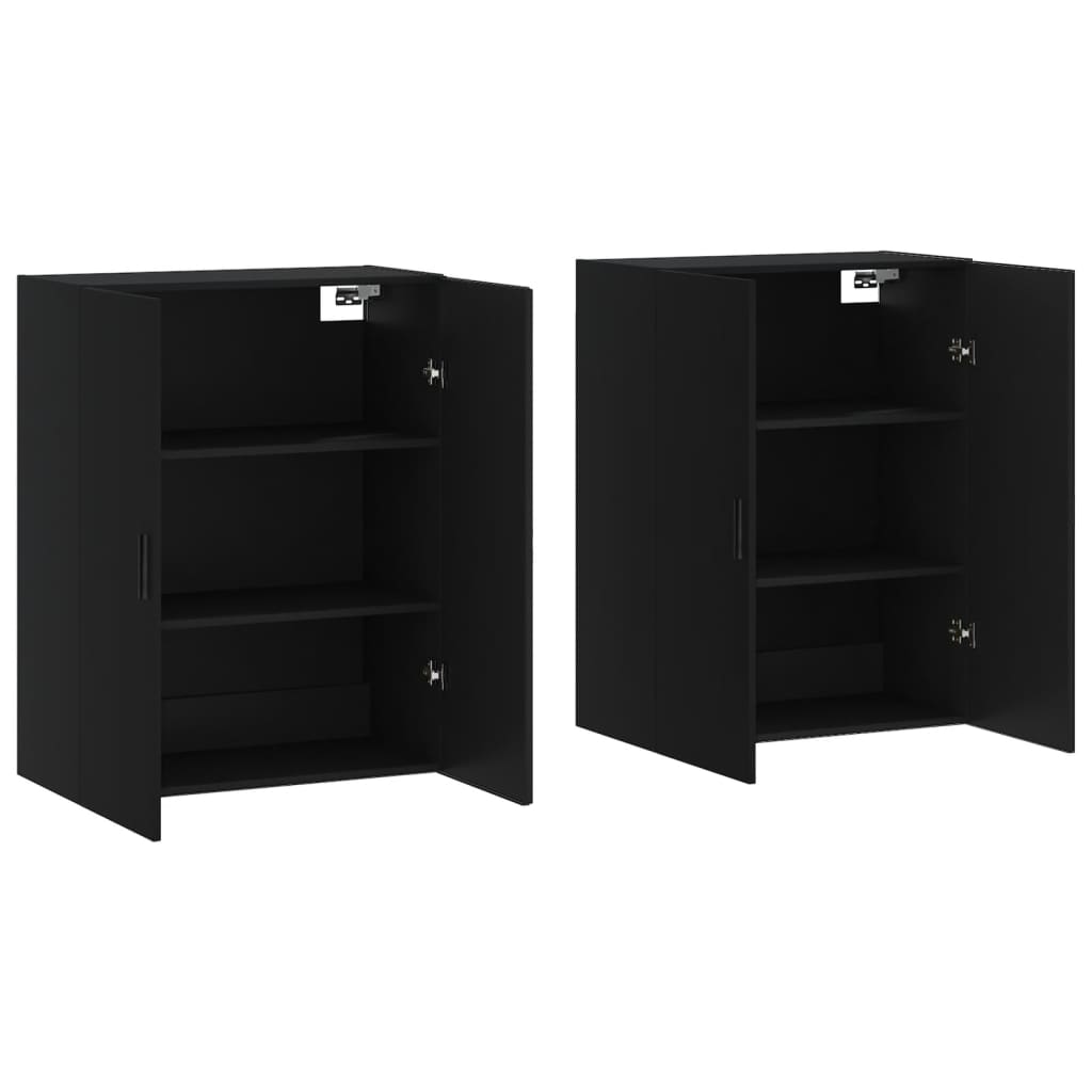 vidaXL Dulapuri cu montaj pe perete, 2 buc, negru, 69,5x34x90 cm