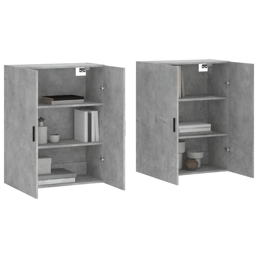 vidaXL Dulap cu montaj pe perete, 2 buc, gri beton, 69,5x34x90 cm