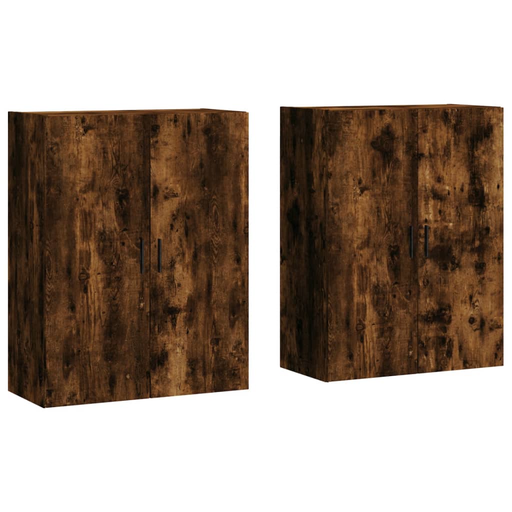 vidaXL Dulapuri montate pe perete, 2 buc, stejar afumat, 69,5x34x90 cm