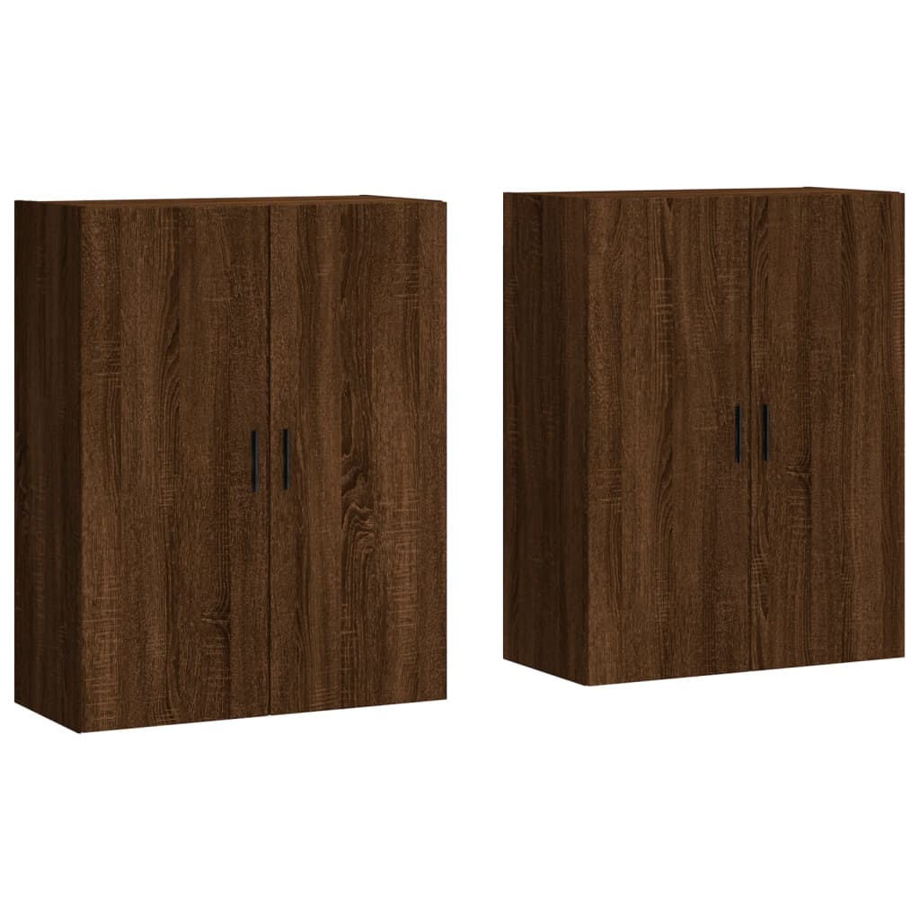 vidaXL Dulapuri montate pe perete, 2 buc, stejar maro, 69,5x34x90 cm