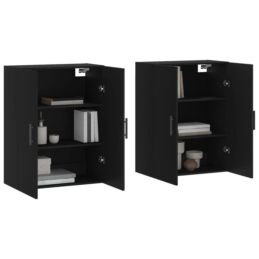 vidaXL Dulapuri cu montaj pe perete, 2 buc, negru, 69,5x34x90 cm