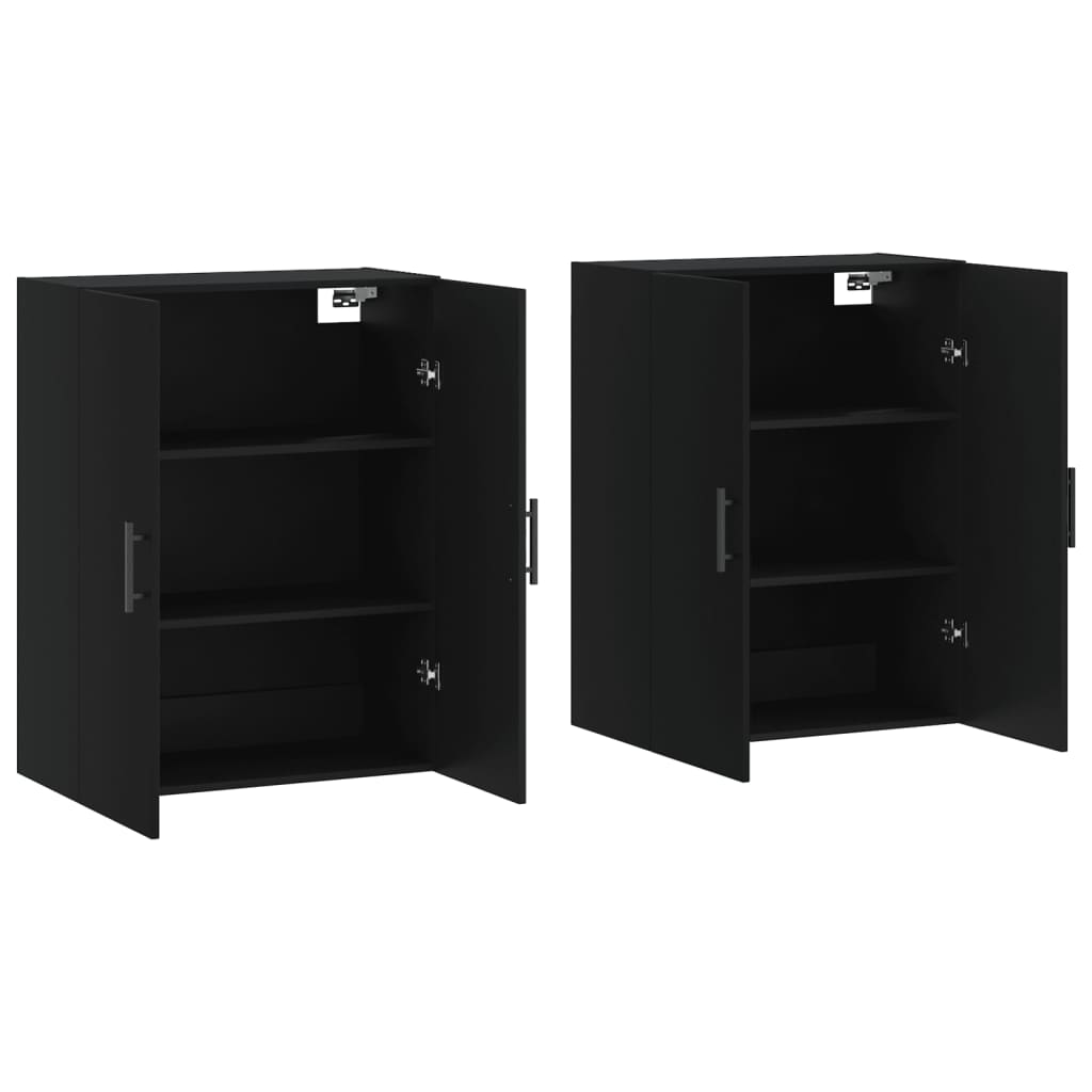 vidaXL Dulapuri cu montaj pe perete, 2 buc, negru, 69,5x34x90 cm