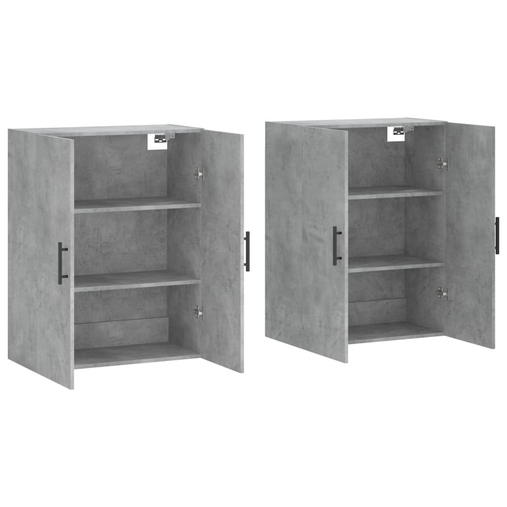 vidaXL Dulap cu montaj pe perete, 2 buc, gri beton, 69,5x34x90 cm
