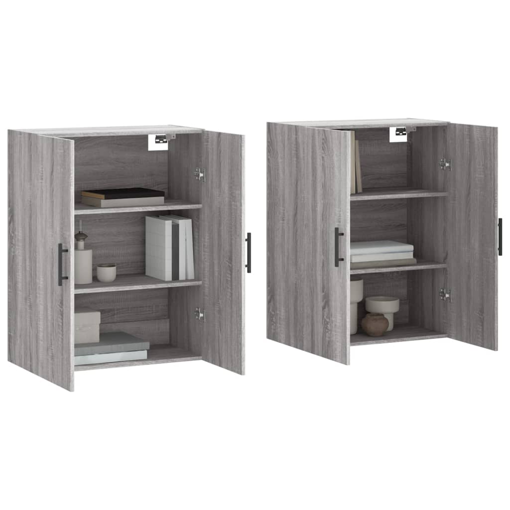 vidaXL Dulapuri montate pe perete, 2 buc, gri sonoma, 69,5x34x90 cm