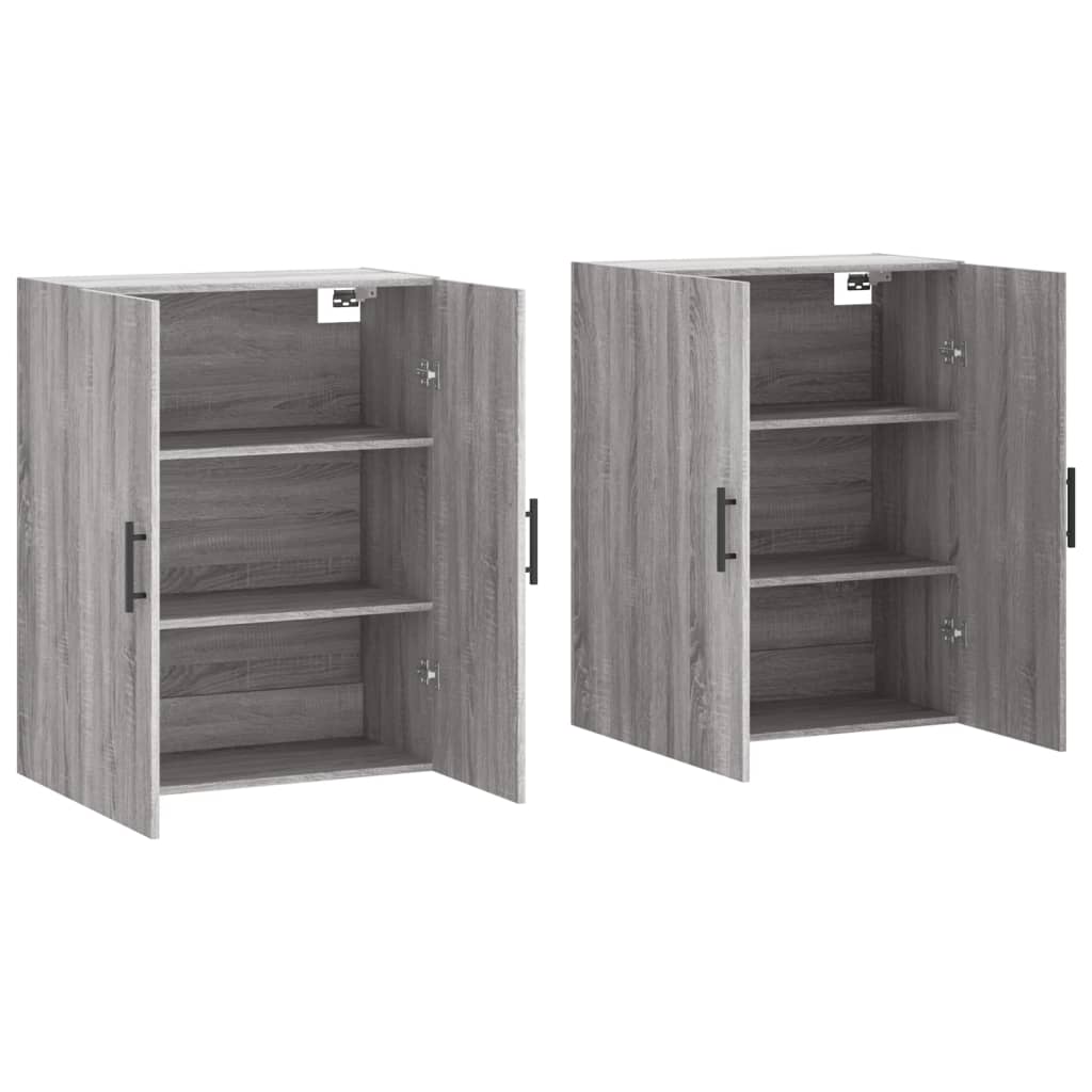 vidaXL Dulapuri montate pe perete, 2 buc, gri sonoma, 69,5x34x90 cm