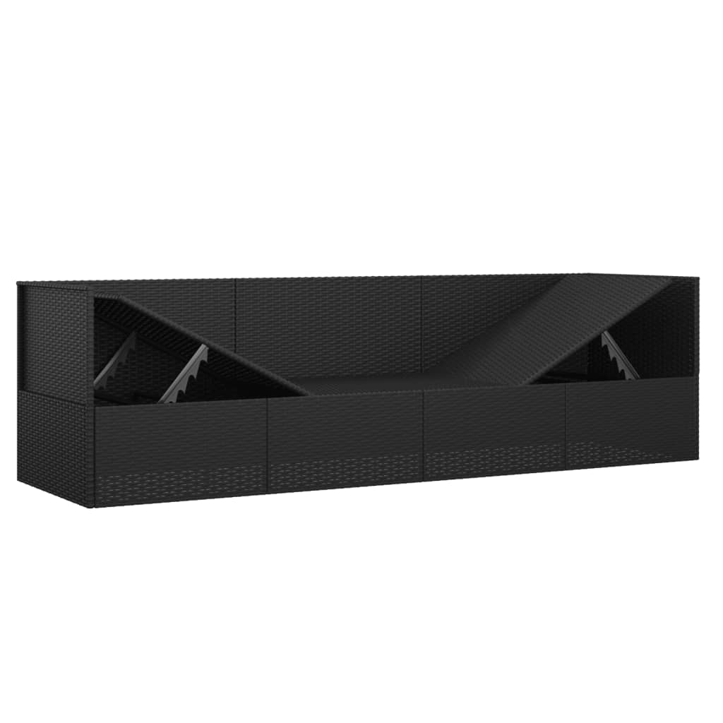 vidaXL Pat de exterior cu perne, negru, poliratan vidaXL Pat de exterior cu perne, negru, poliratan
