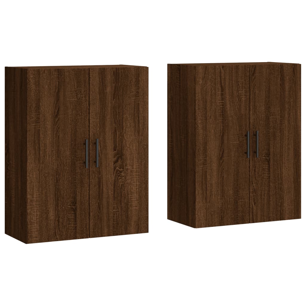 vidaXL Dulapuri montate pe perete, 2 buc, stejar maro, 69,5x34x90 cm