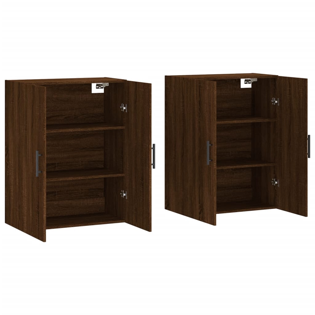 vidaXL Dulapuri montate pe perete, 2 buc, stejar maro, 69,5x34x90 cm