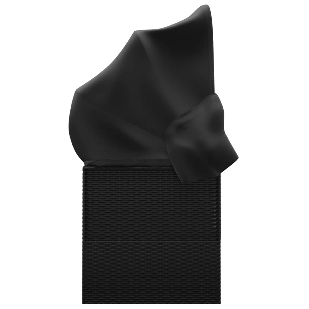 vidaXL Pat șezlong de exterior cu acoperiș și perne, negru, poliratan vidaXL Pat șezlong de exterior cu acoperiș și perne, negru, poliratan
