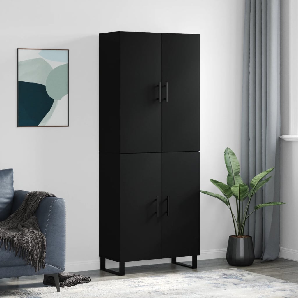 vidaXL Dulap înalt, negru, 69,5x34x180 cm, lemn compozit