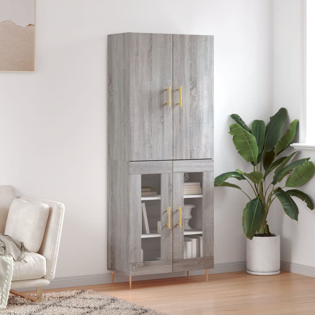 vidaXL Dulap înalt, gri sonoma, 69,5x34x180 cm, lemn compozit