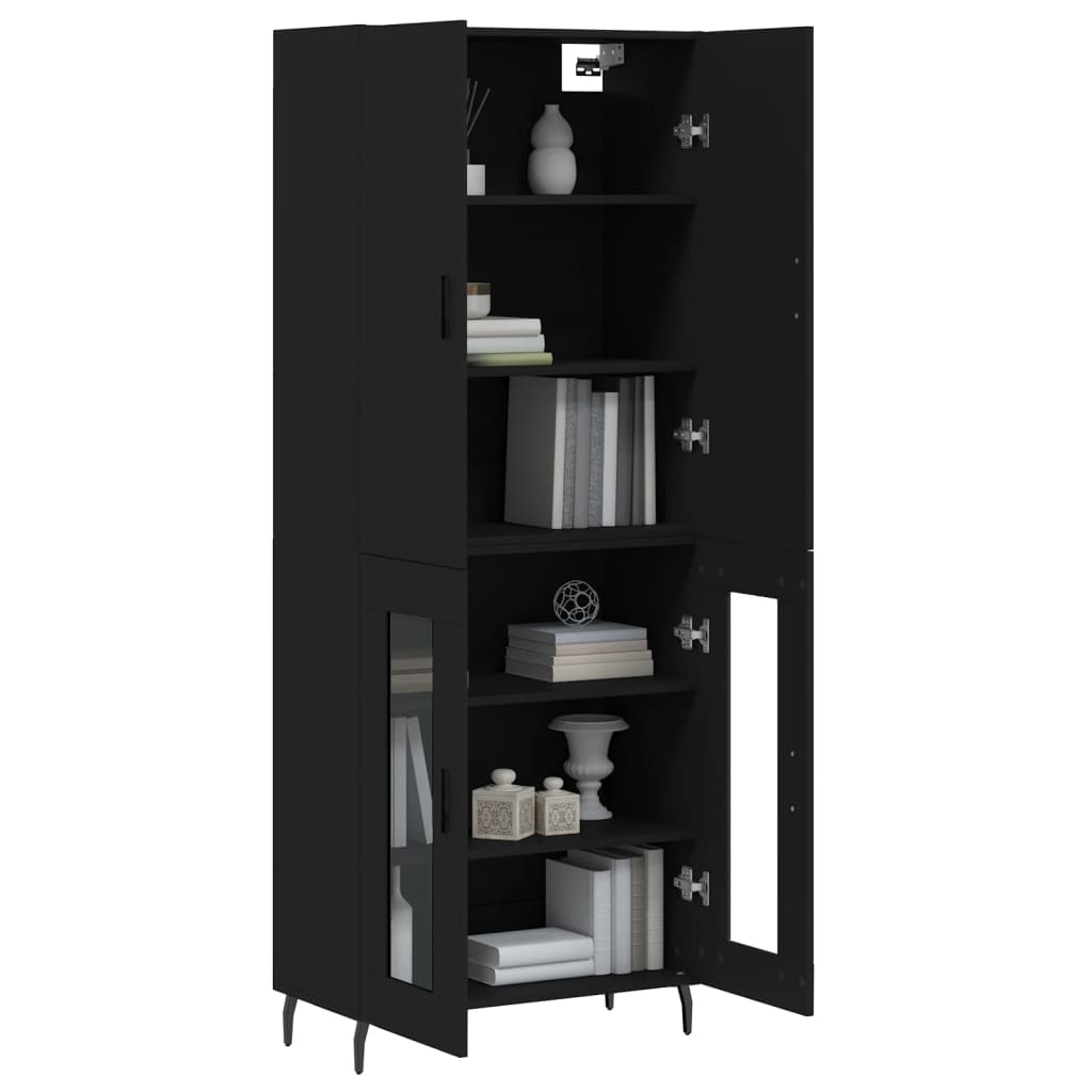 vidaXL Dulap înalt, negru, 69,5x34x180 cm, lemn compozit