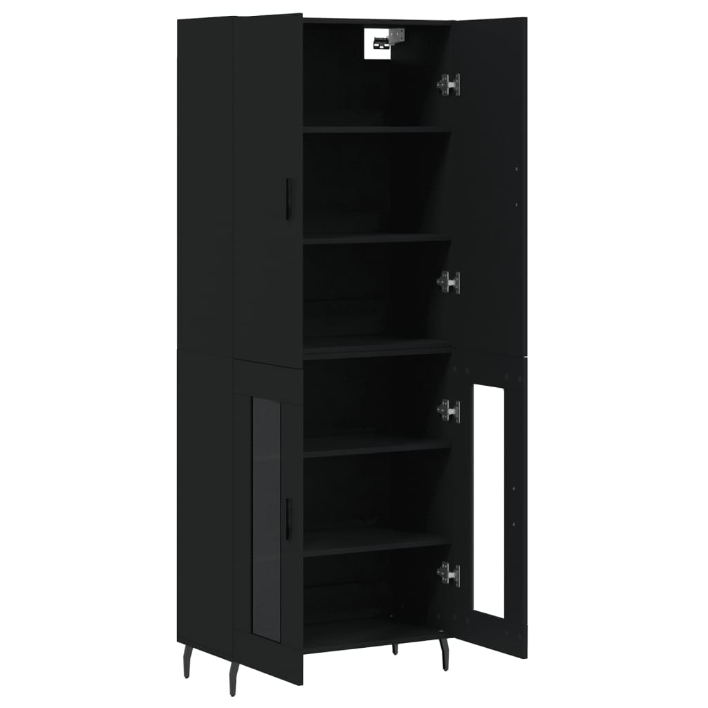 vidaXL Dulap înalt, negru, 69,5x34x180 cm, lemn compozit