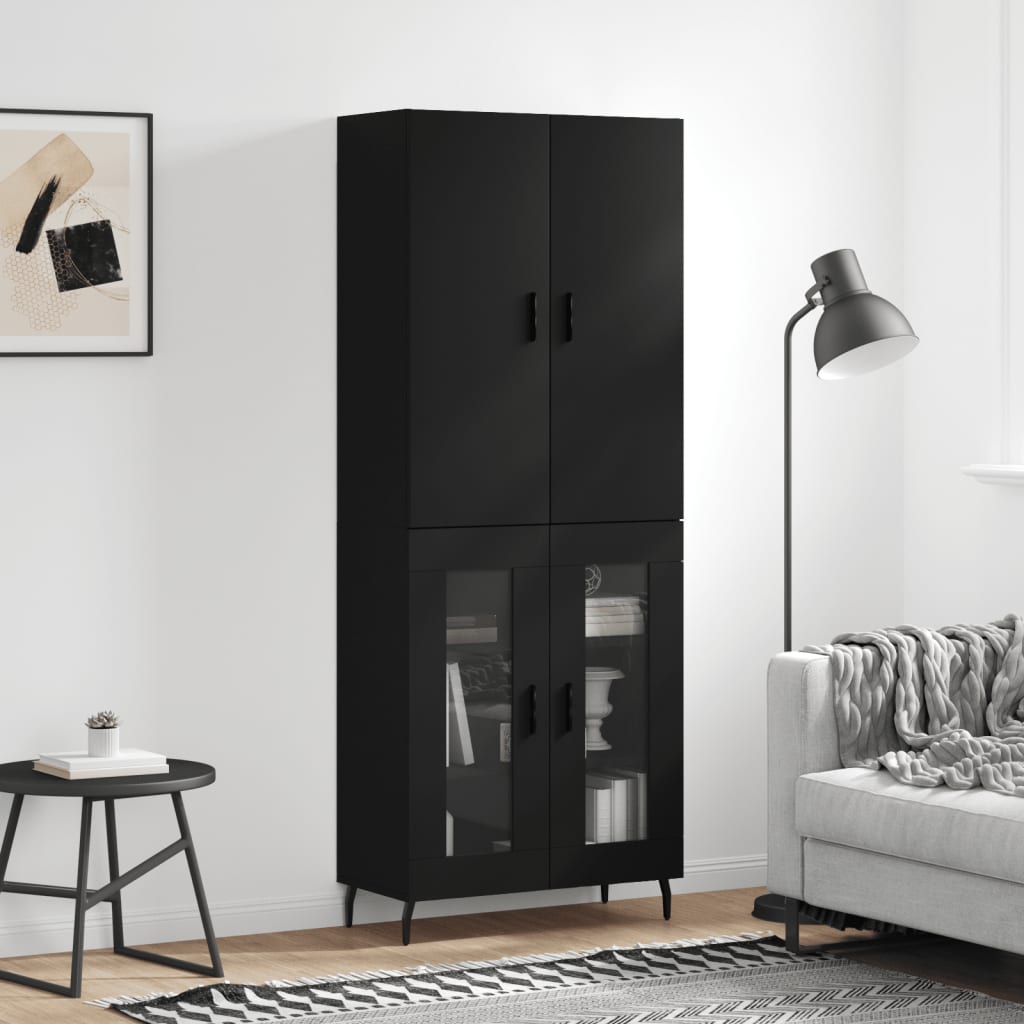 vidaXL Dulap înalt, negru, 69,5x34x180 cm, lemn compozit