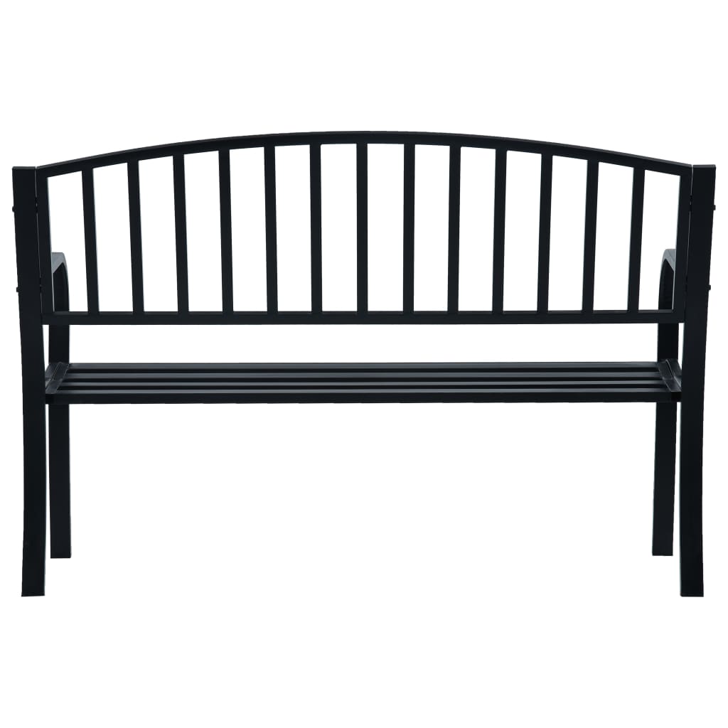 vidaXL Bancă de grădină din oțel, negru, 120 cm
