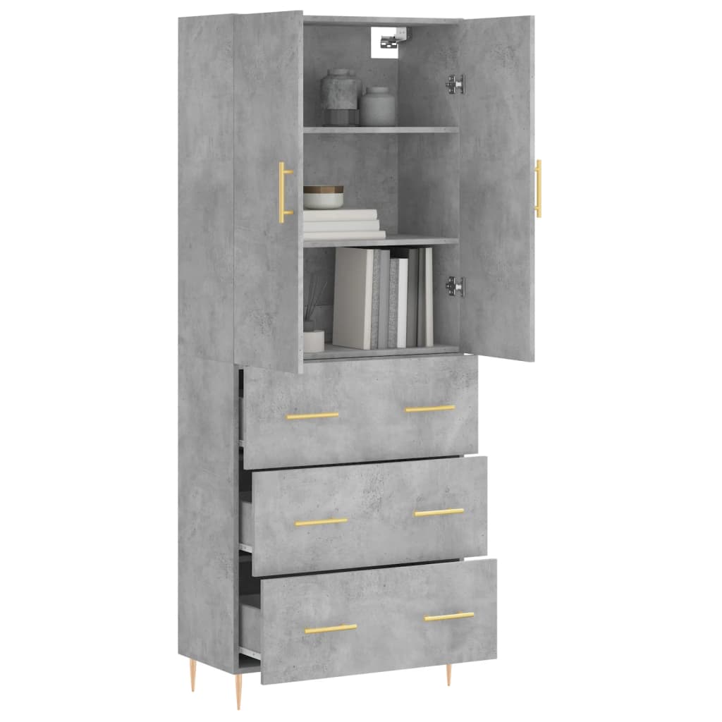 vidaXL Dulap înalt, gri beton, 69,5x34x180, lemn compozit