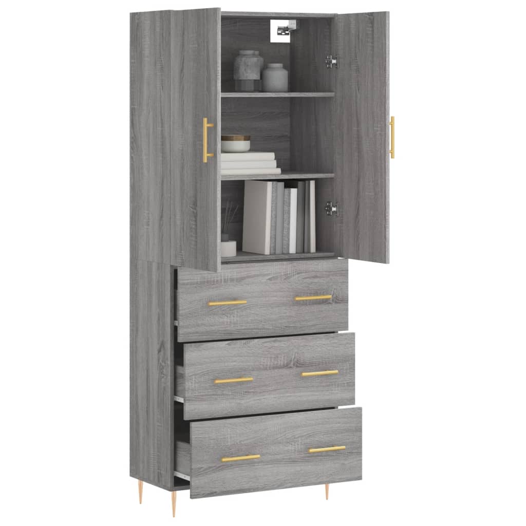 vidaXL Dulap înalt, gri sonoma, 69,5x34x180 cm, lemn compozit