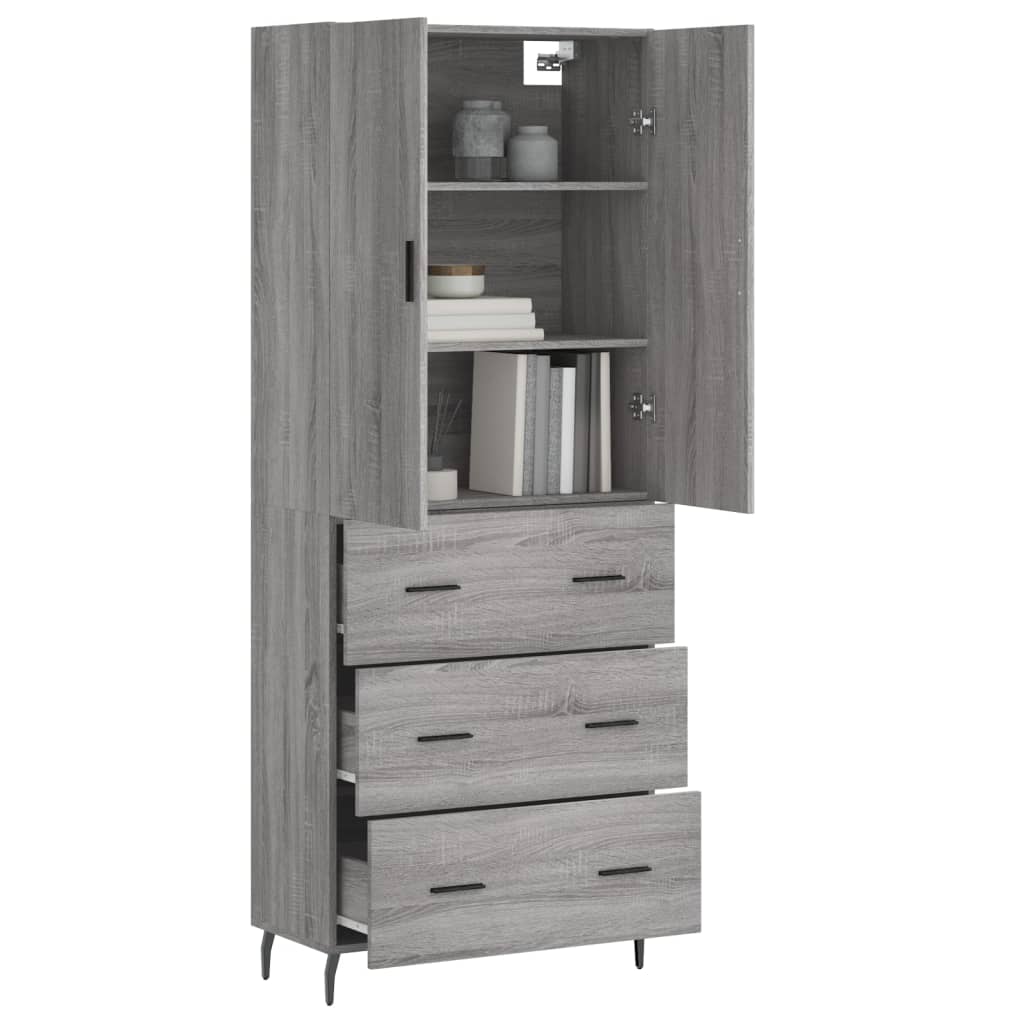 vidaXL Dulap înalt, gri sonoma, 69,5x34x180 cm, lemn compozit
