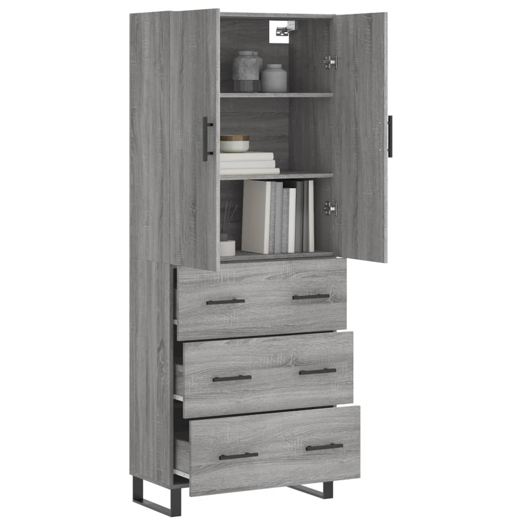 vidaXL Dulap înalt, gri sonoma, 69,5x34x180 cm, lemn compozit