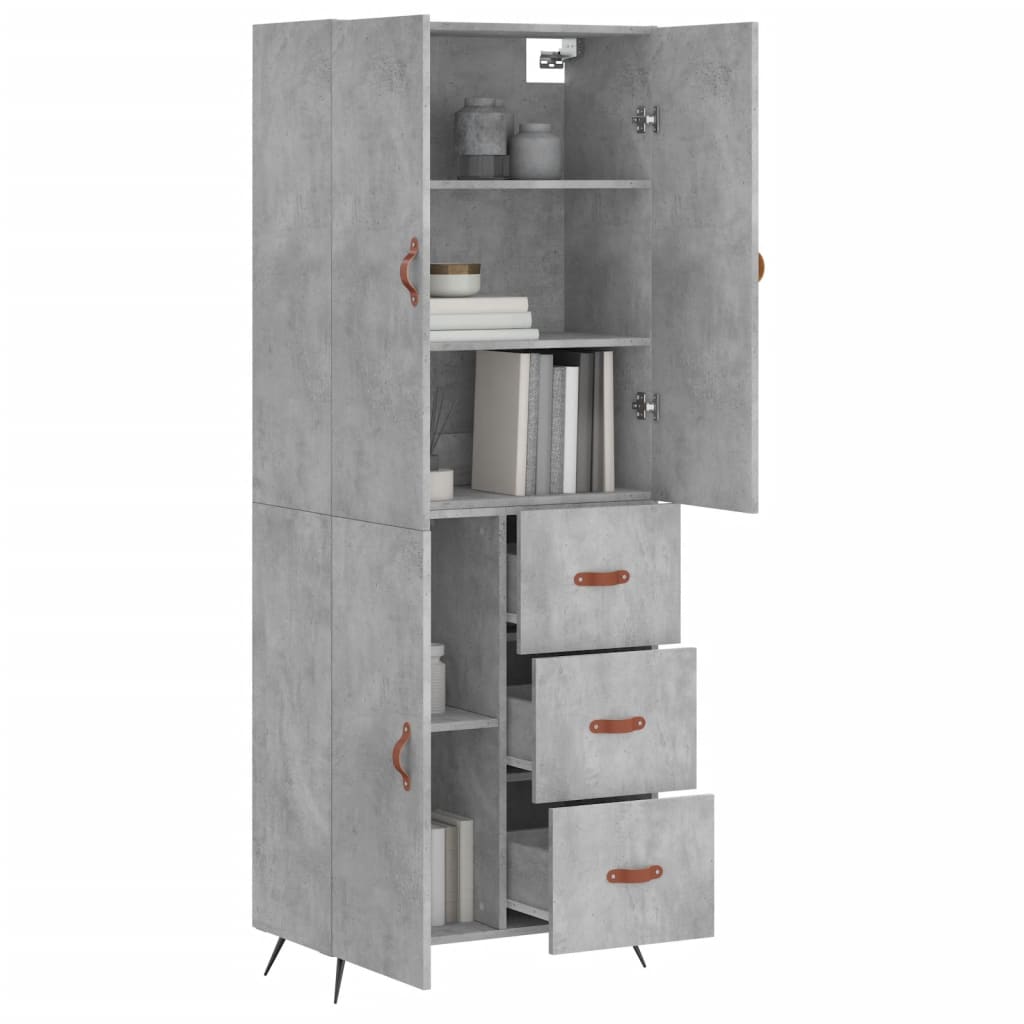 vidaXL Dulap înalt, gri beton, 69,5x34x180, lemn compozit
