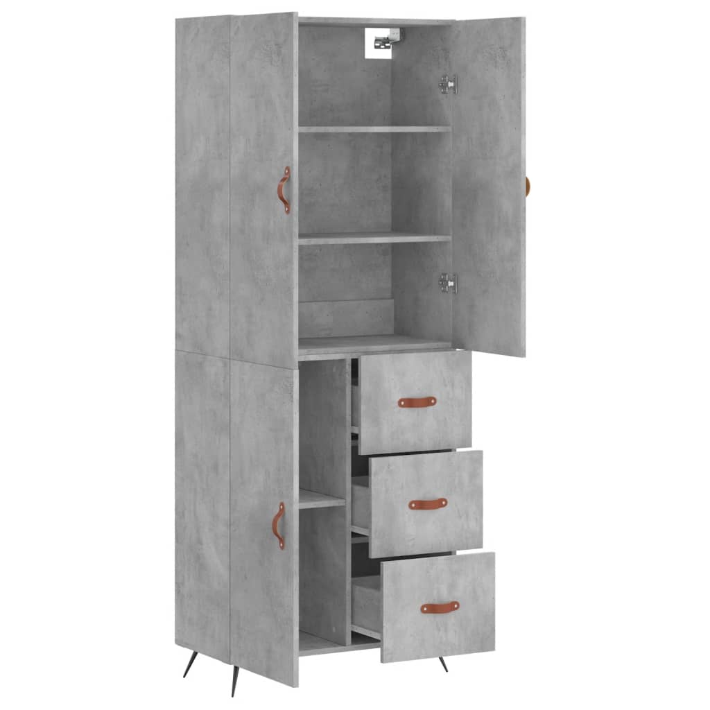 vidaXL Dulap înalt, gri beton, 69,5x34x180, lemn compozit
