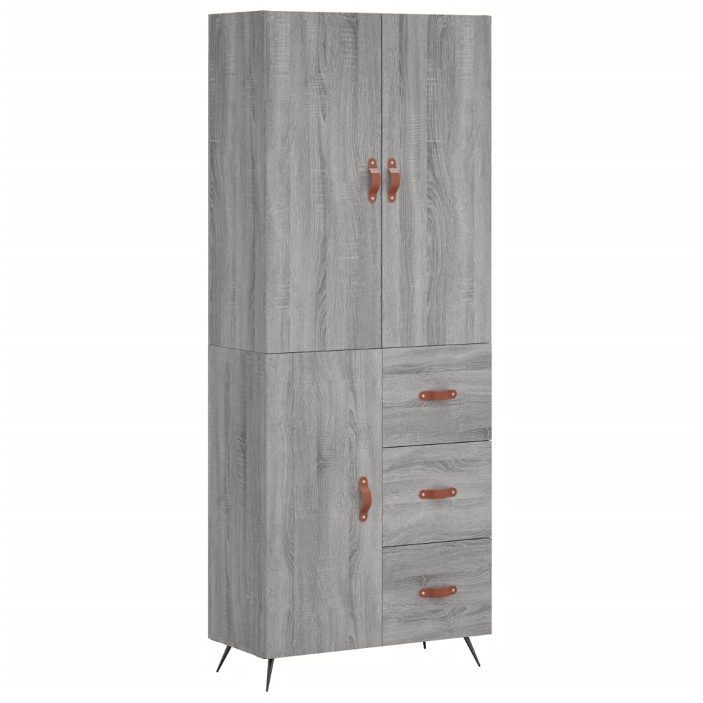 vidaXL Dulap înalt, gri sonoma, 69,5x34x180 cm, lemn compozit