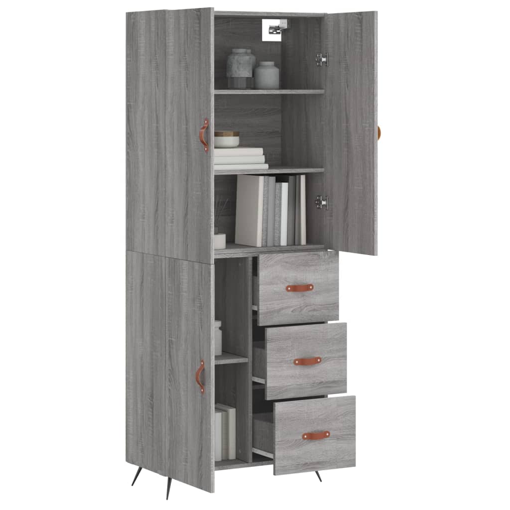 vidaXL Dulap înalt, gri sonoma, 69,5x34x180 cm, lemn compozit