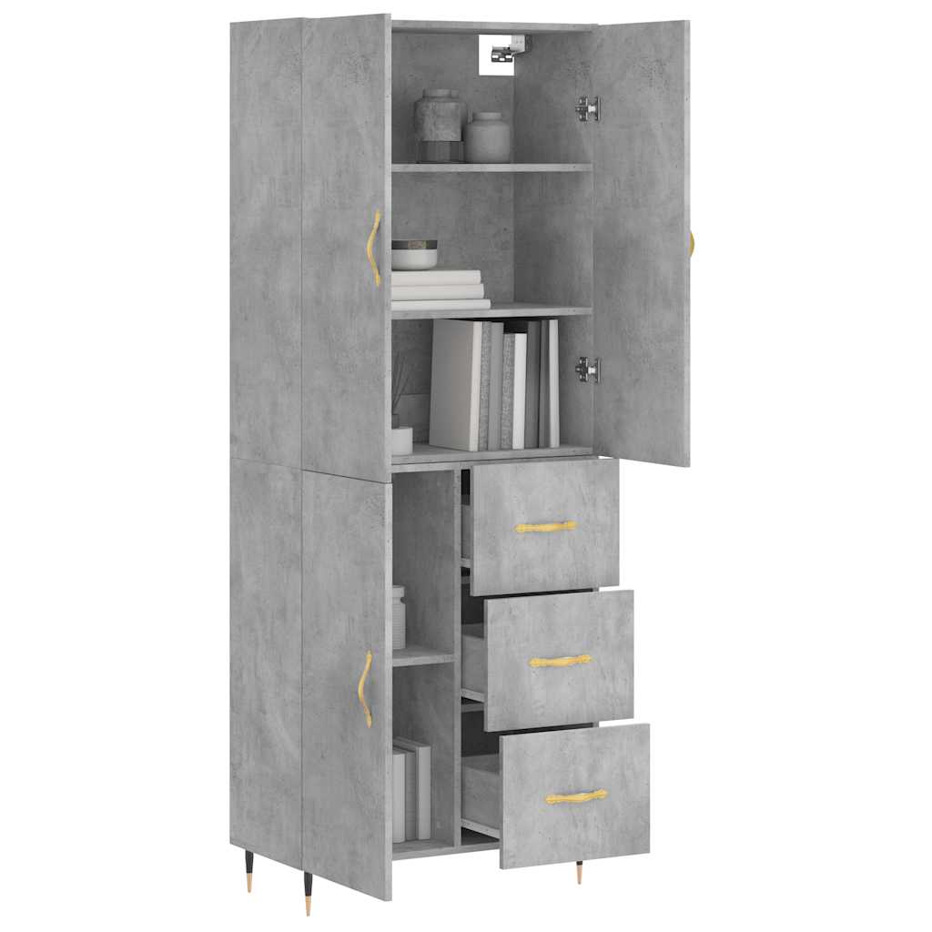 vidaXL Dulap înalt, gri beton, 69,5x34x180, lemn compozit