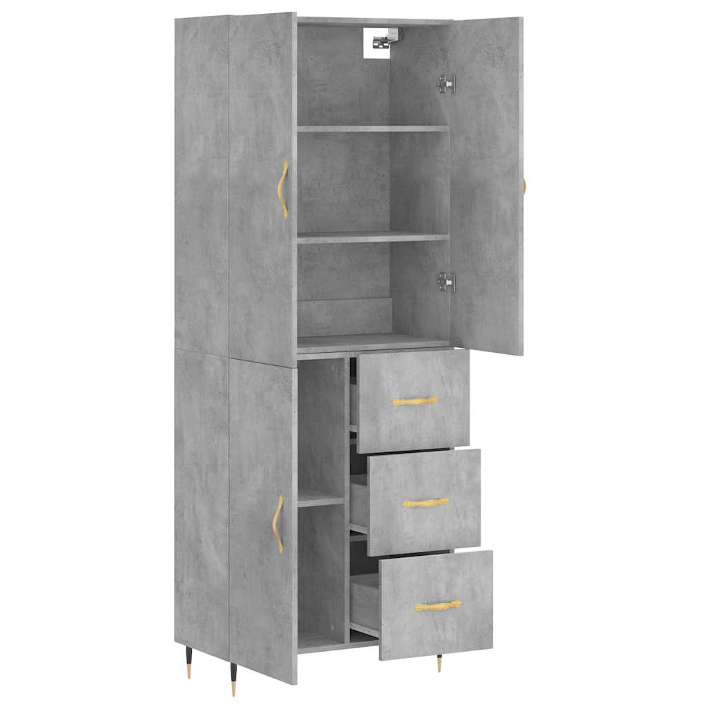 vidaXL Dulap înalt, gri beton, 69,5x34x180, lemn compozit