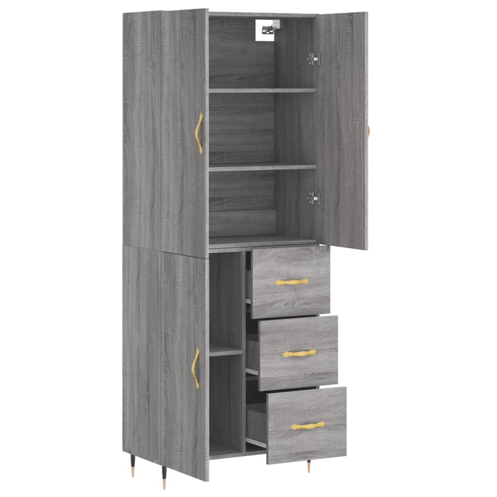 vidaXL Dulap înalt, gri sonoma, 69,5x34x180 cm, lemn compozit