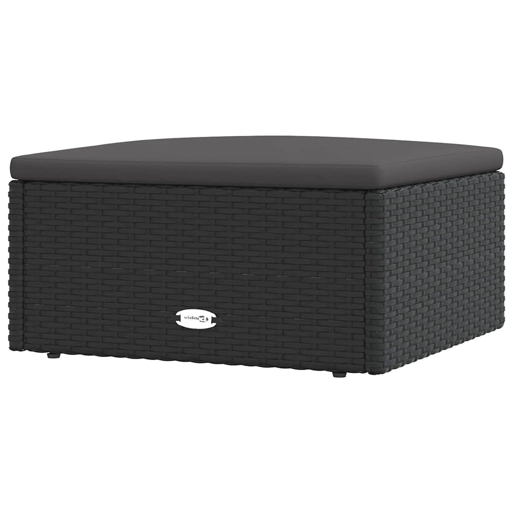 vidaXL Taburet de grădină cu pernă, negru, poliratan