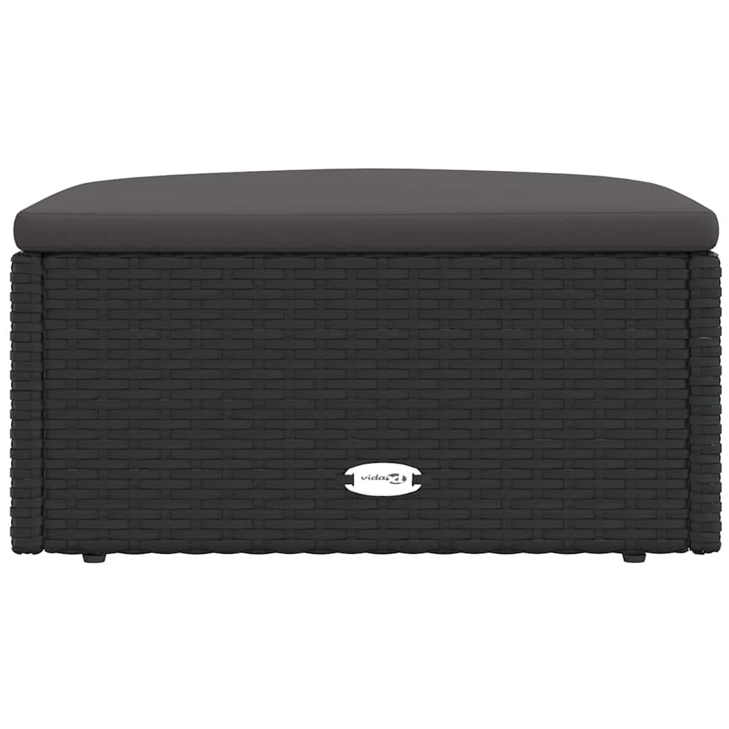 vidaXL Taburet de grădină cu pernă, negru, poliratan