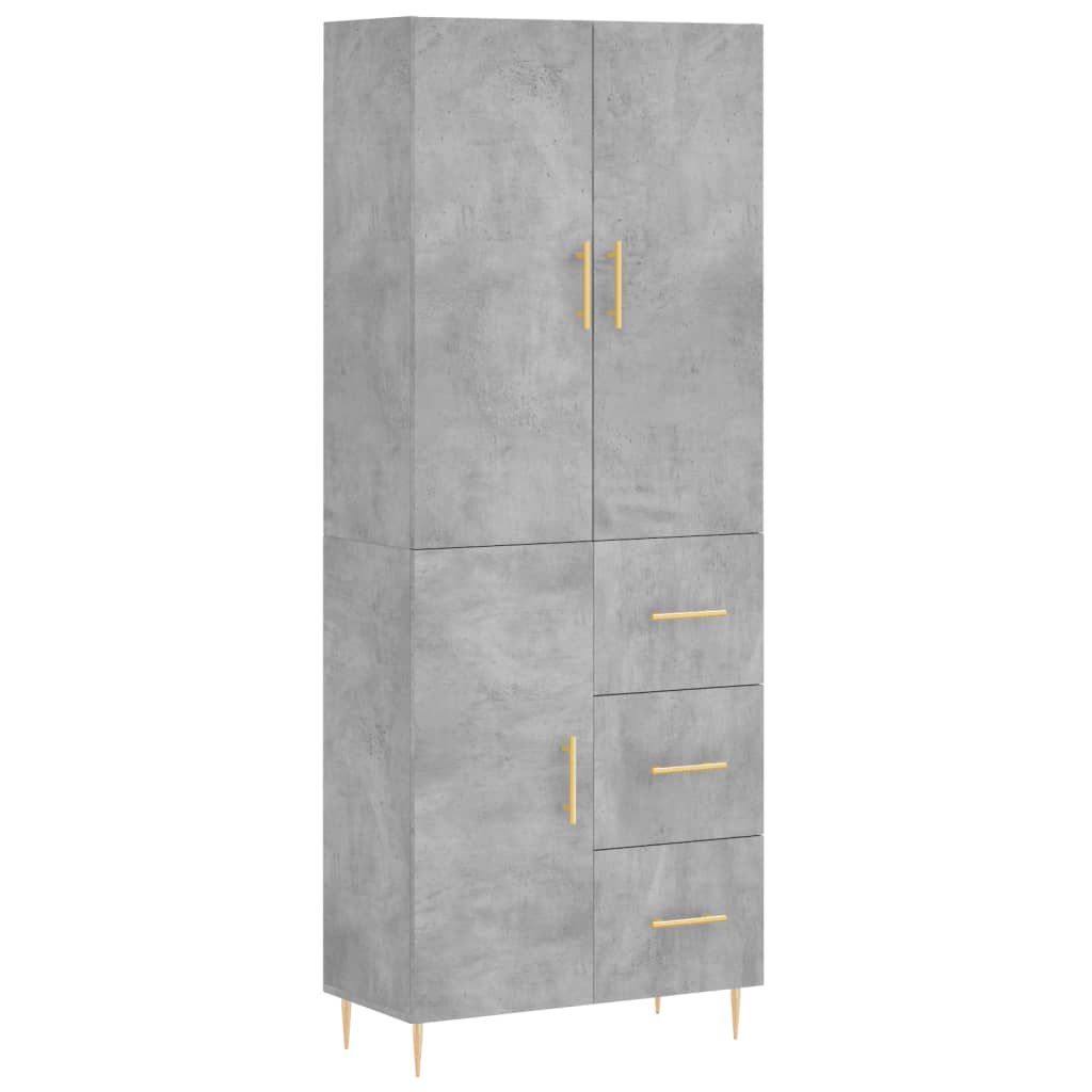vidaXL Dulap înalt, gri beton, 69,5x34x180, lemn compozit