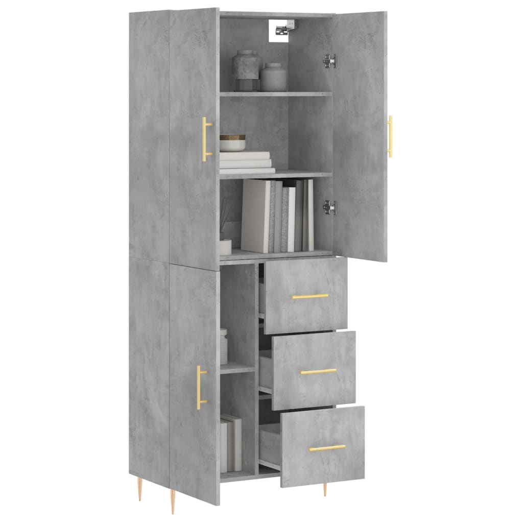 vidaXL Dulap înalt, gri beton, 69,5x34x180, lemn compozit
