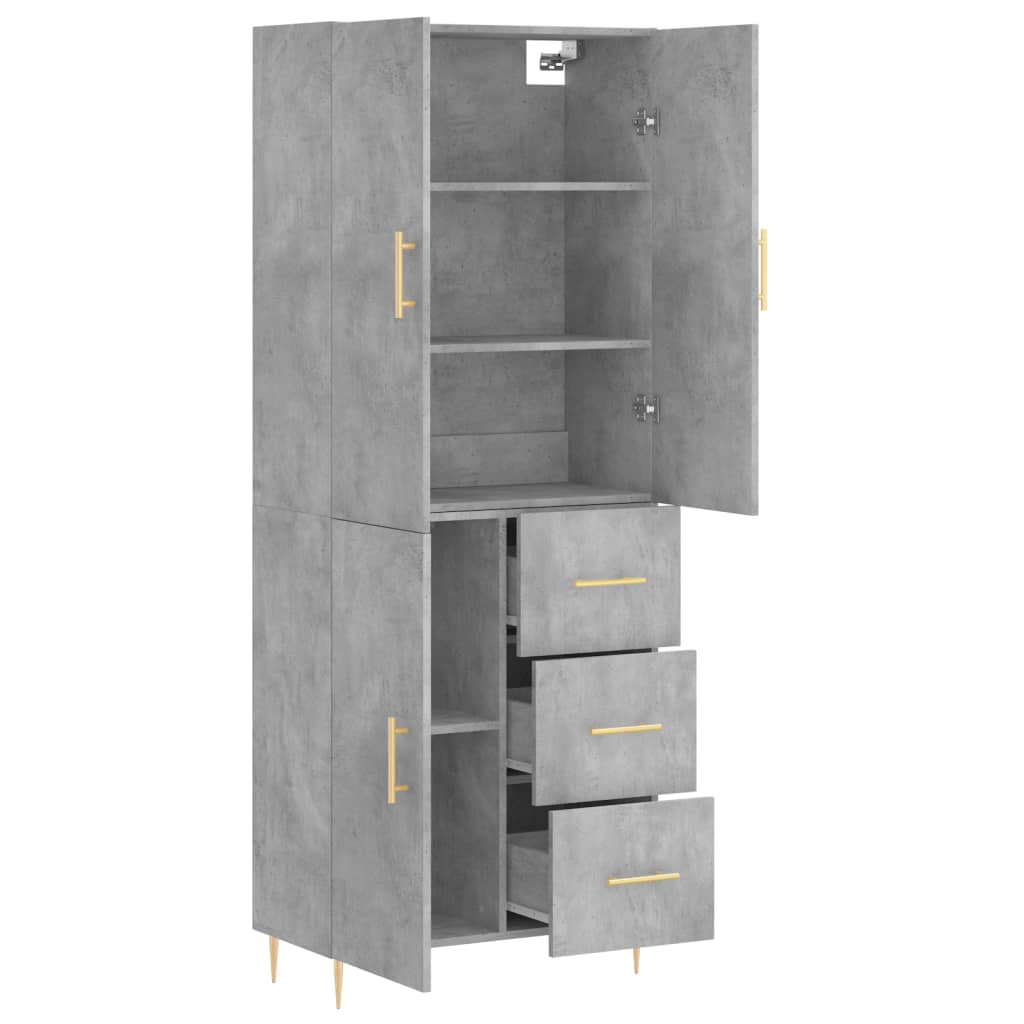 vidaXL Dulap înalt, gri beton, 69,5x34x180, lemn compozit