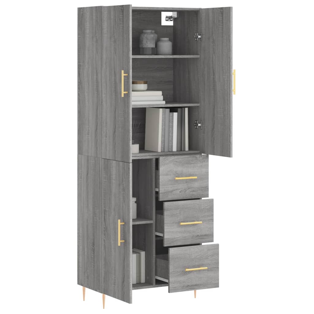 vidaXL Dulap înalt, gri sonoma, 69,5x34x180 cm, lemn compozit