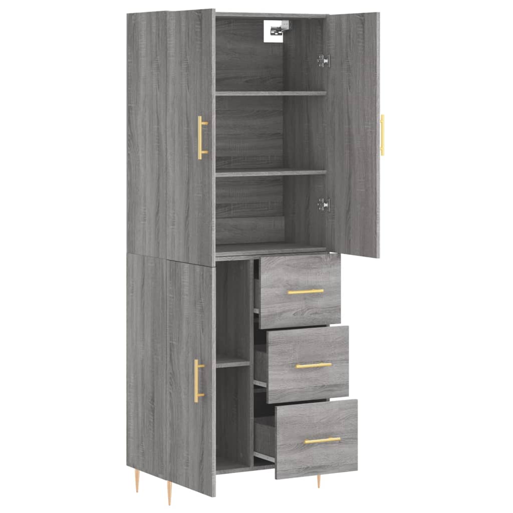 vidaXL Dulap înalt, gri sonoma, 69,5x34x180 cm, lemn compozit