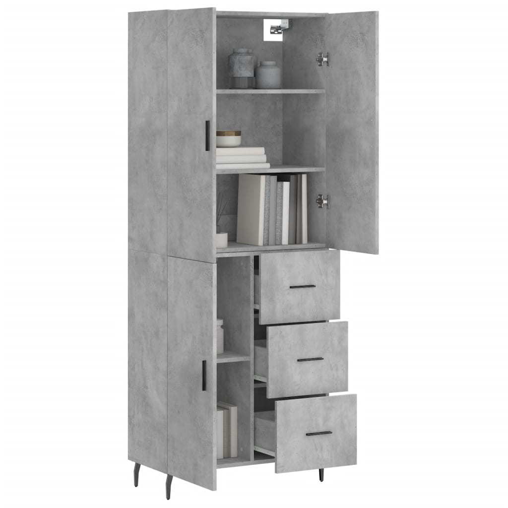vidaXL Dulap înalt, gri beton, 69,5x34x180, lemn compozit