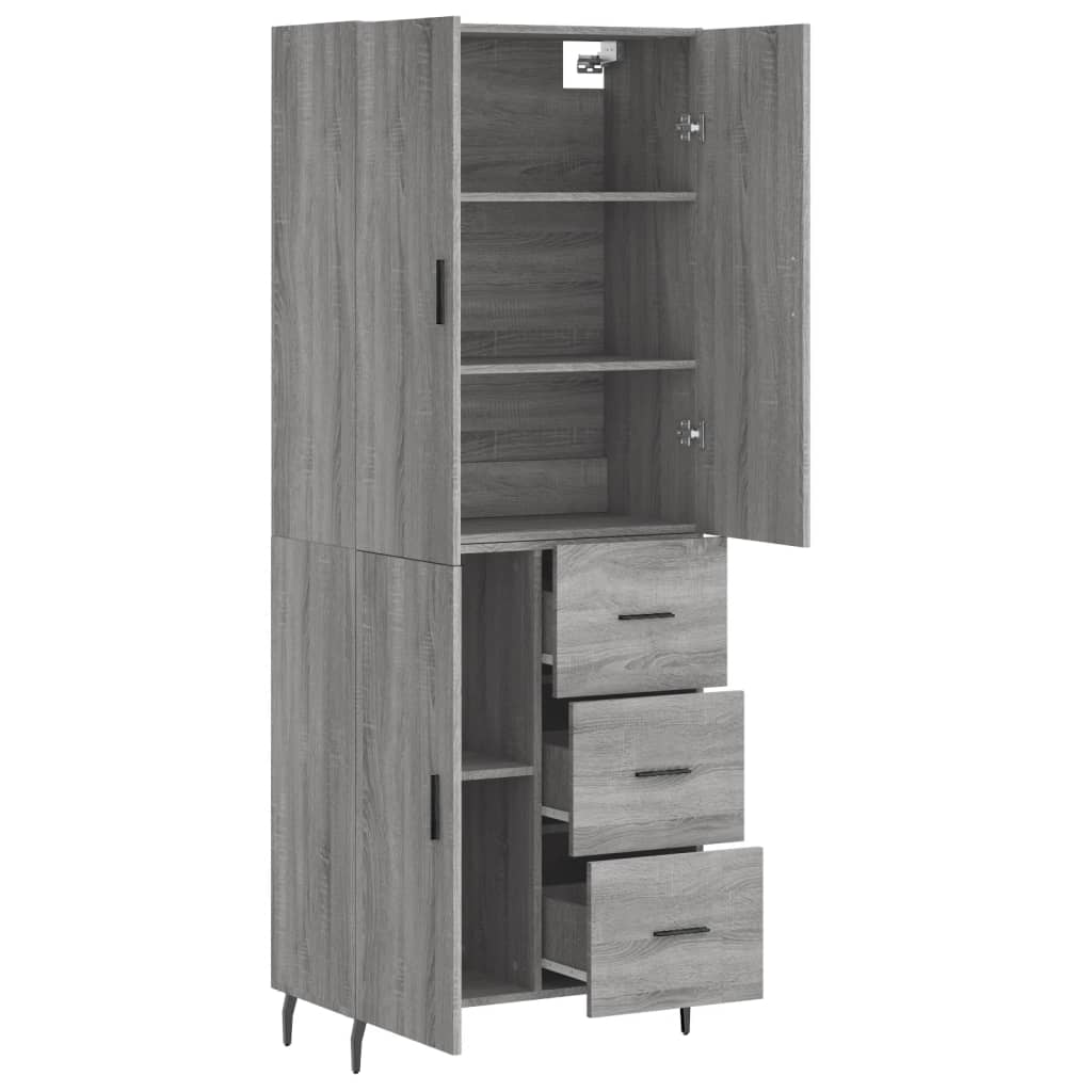 vidaXL Dulap înalt, gri sonoma, 69,5x34x180 cm, lemn compozit
