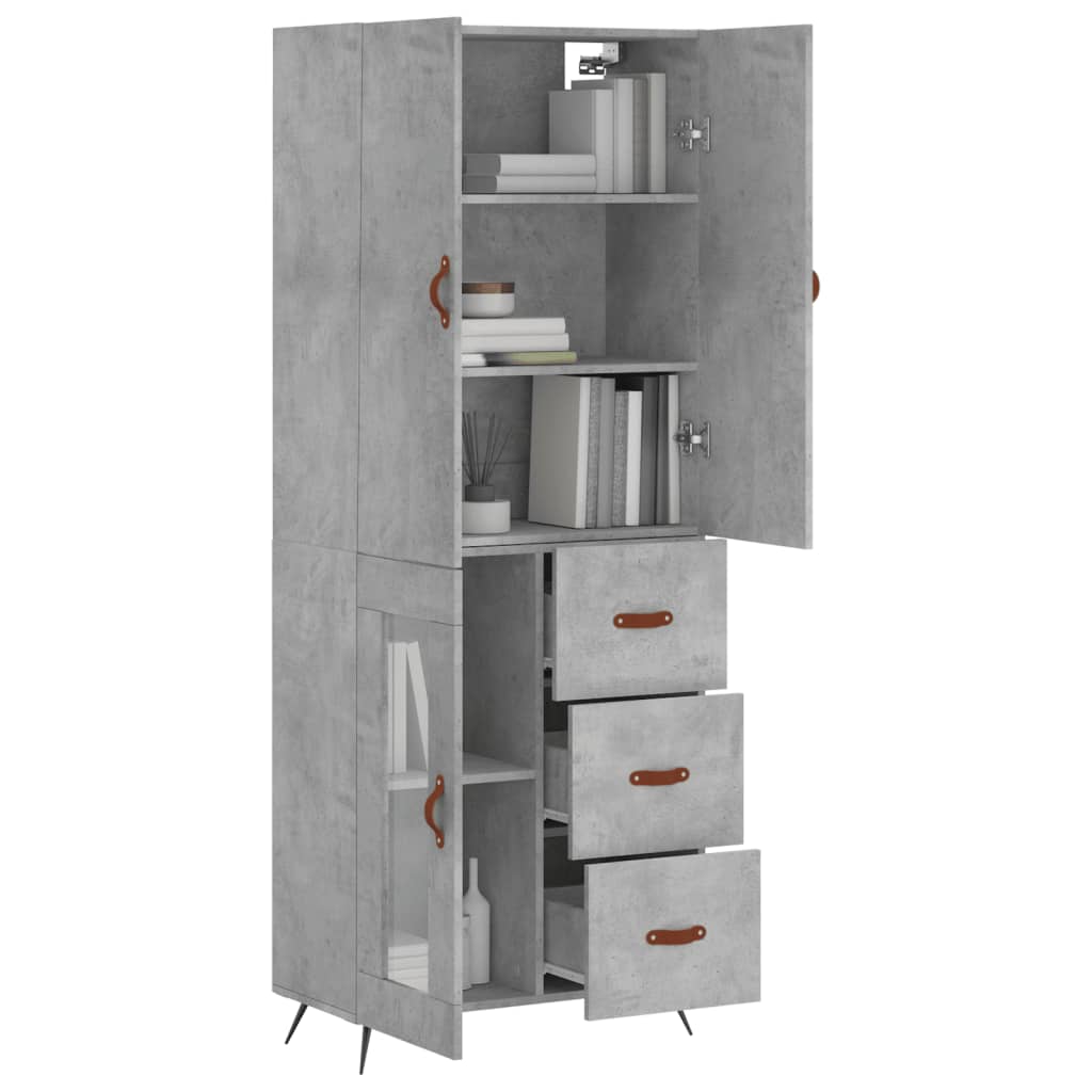 vidaXL Dulap înalt, gri beton, 69,5x34x180, lemn compozit