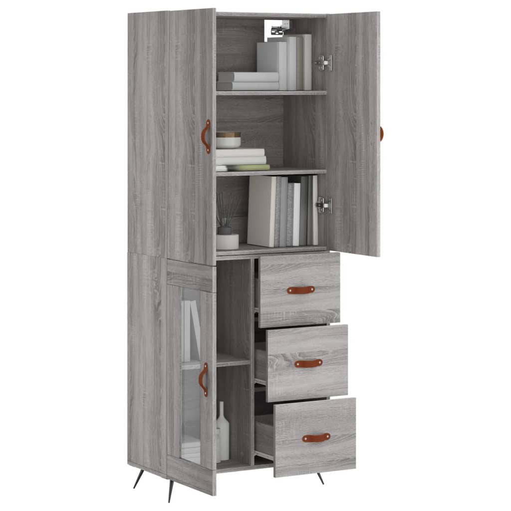 vidaXL Dulap înalt, gri sonoma, 69,5x34x180 cm, lemn compozit