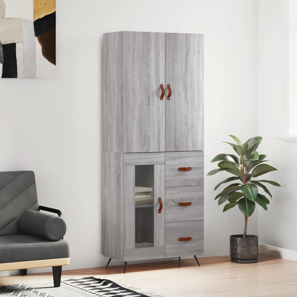 vidaXL Dulap înalt, gri sonoma, 69,5x34x180 cm, lemn compozit