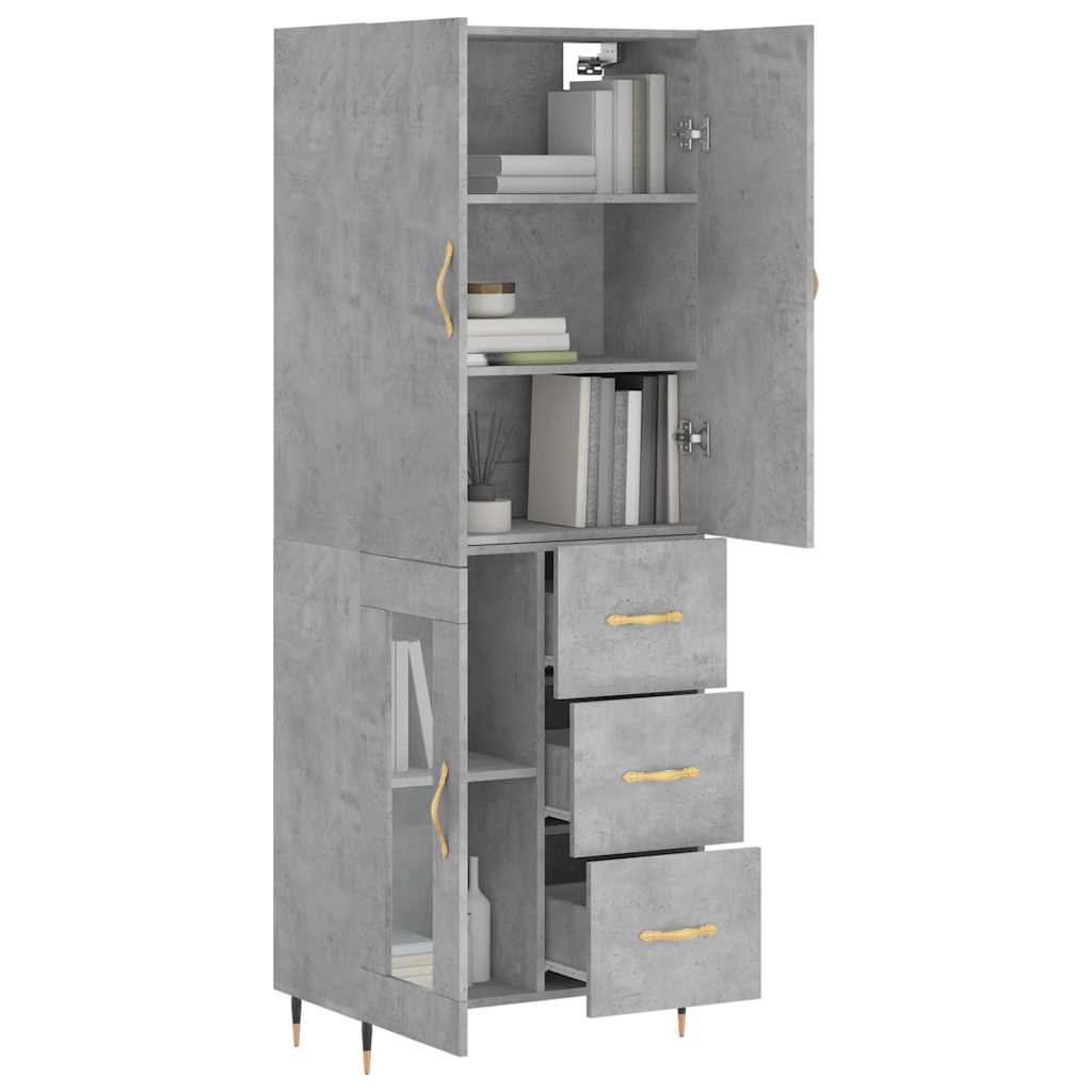 vidaXL Dulap înalt, gri beton, 69,5x34x180, lemn compozit